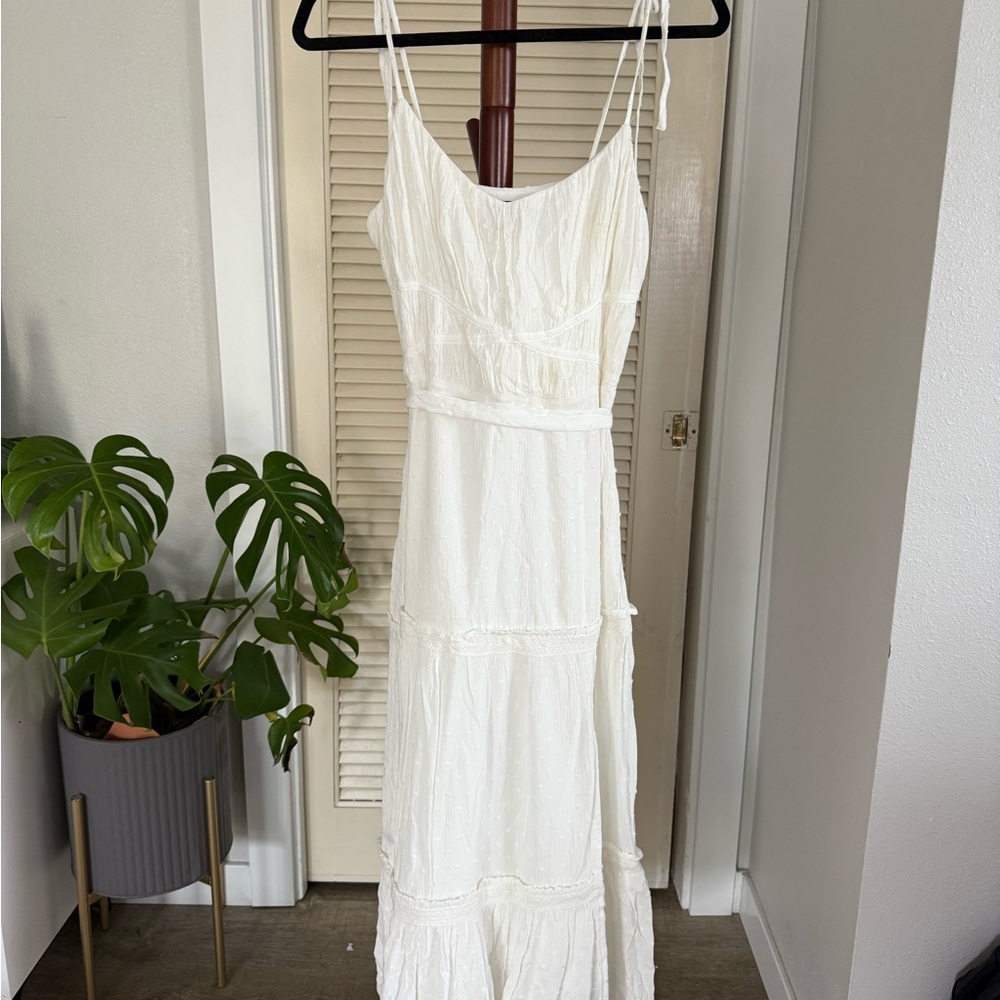 PAIGE White Cream Spaghetti Strap Maxi Dress